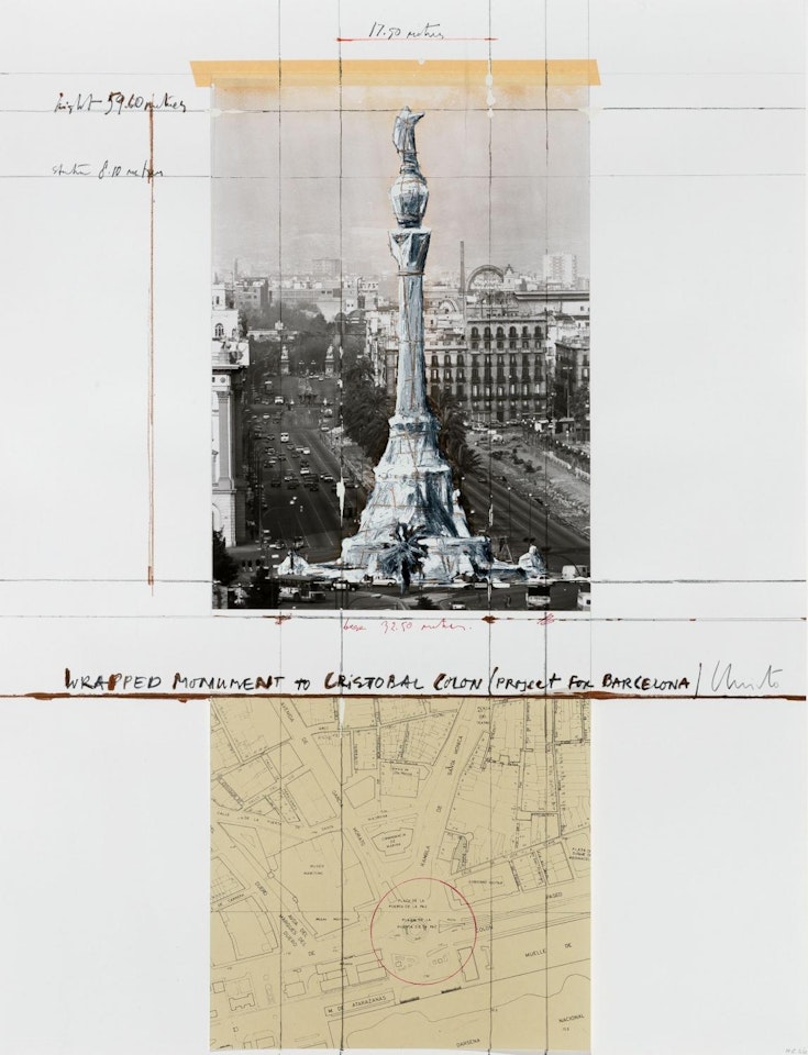Wrapped Monument to Cristobal Colon (Project for Barcelona) by Christo
