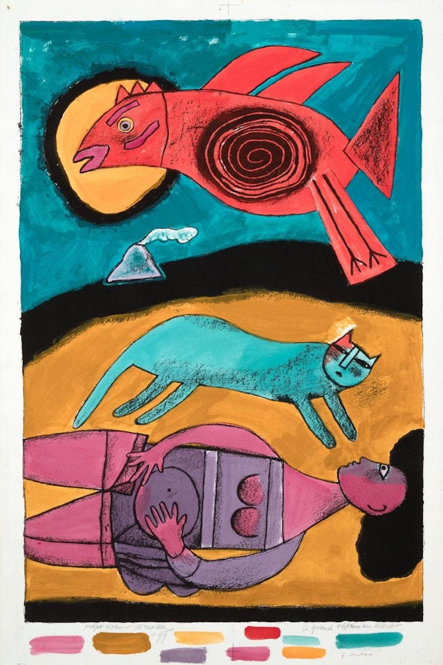 Le grand oiseau du desert (Projet litho) by Corneille