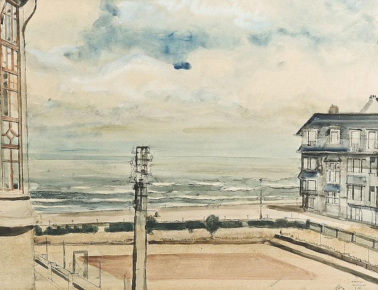 A view of the sea-dike in Westende by Paul Delvaux
