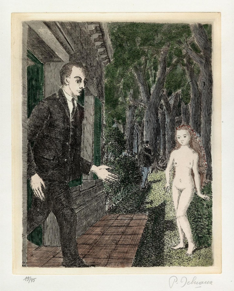 Illustration for "Le pays des miroirs" van Claude Spaak (1948-78) by Paul Delvaux