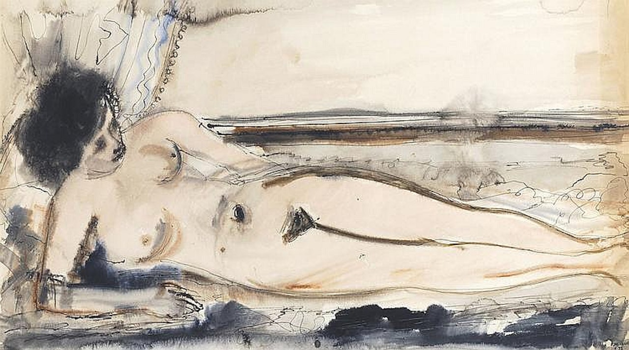 NU COUCHÉ - LYING NUDE by Paul Delvaux