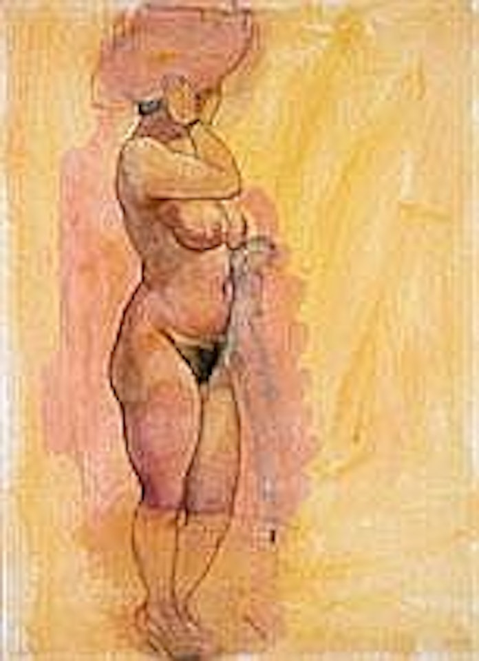 STEHENDER WEIBLICHER AKT MIT HUT by George Grosz