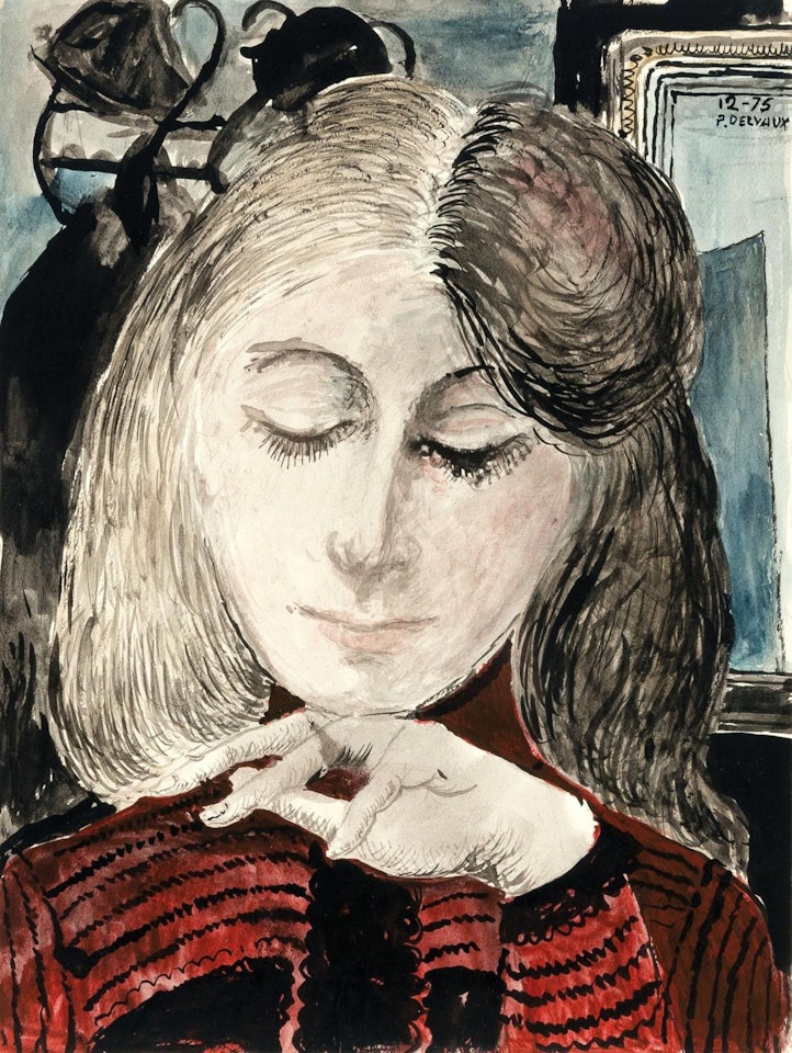 Tête de femme aux yeux fermés by Paul Delvaux