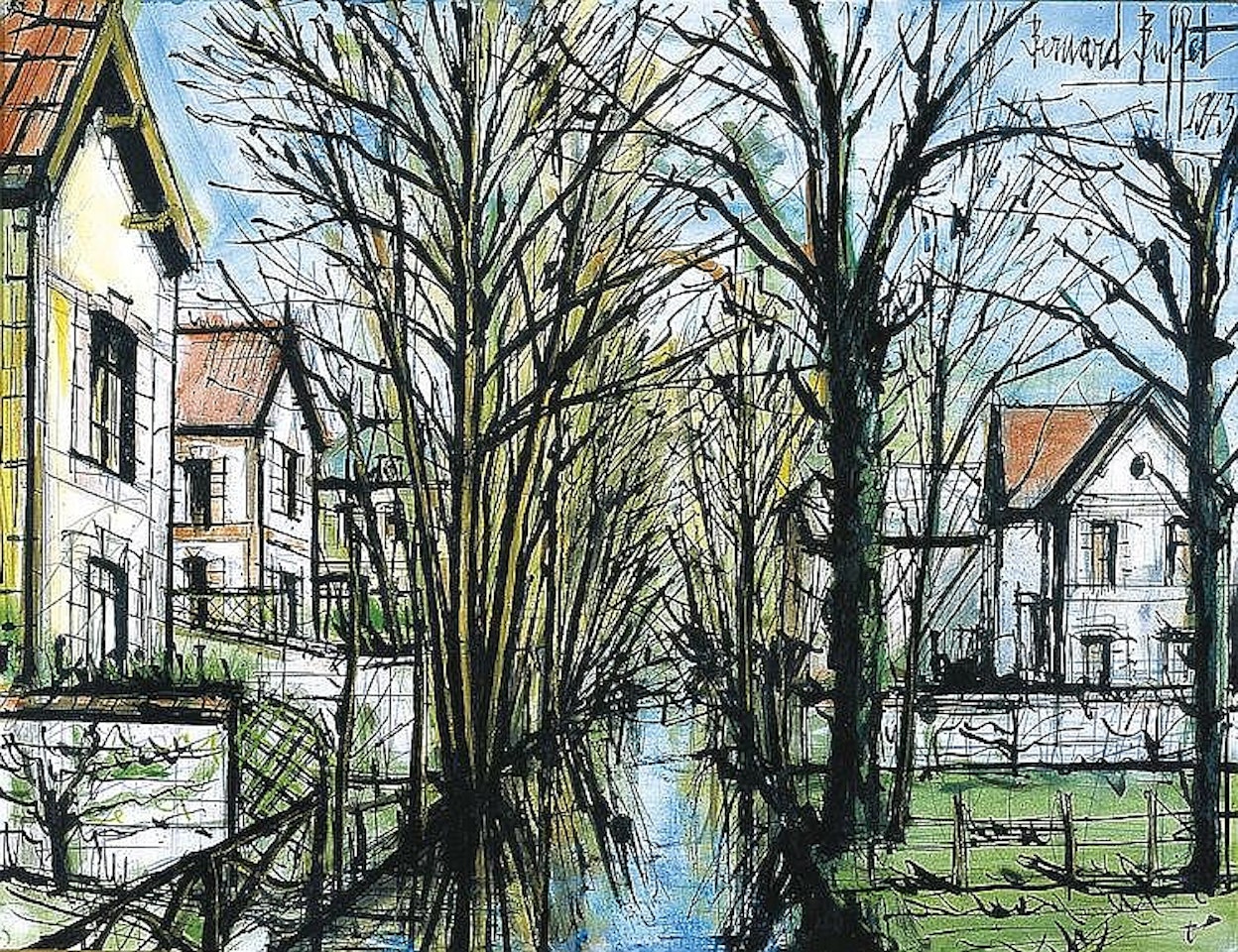 A river bordered by trees by Bernard Buffet