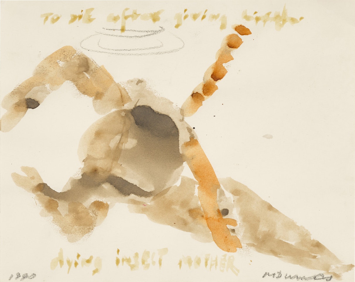 To die after giving birth. Dying insect mother by Marlene Dumas