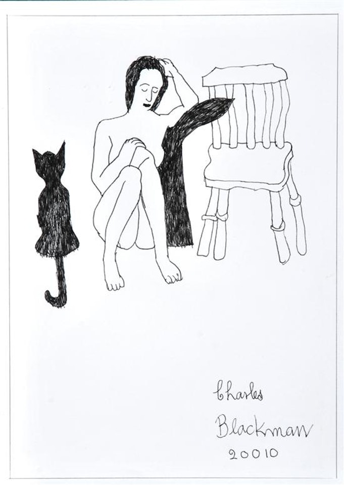 Nude with Chair and Cat by Charles Blackman