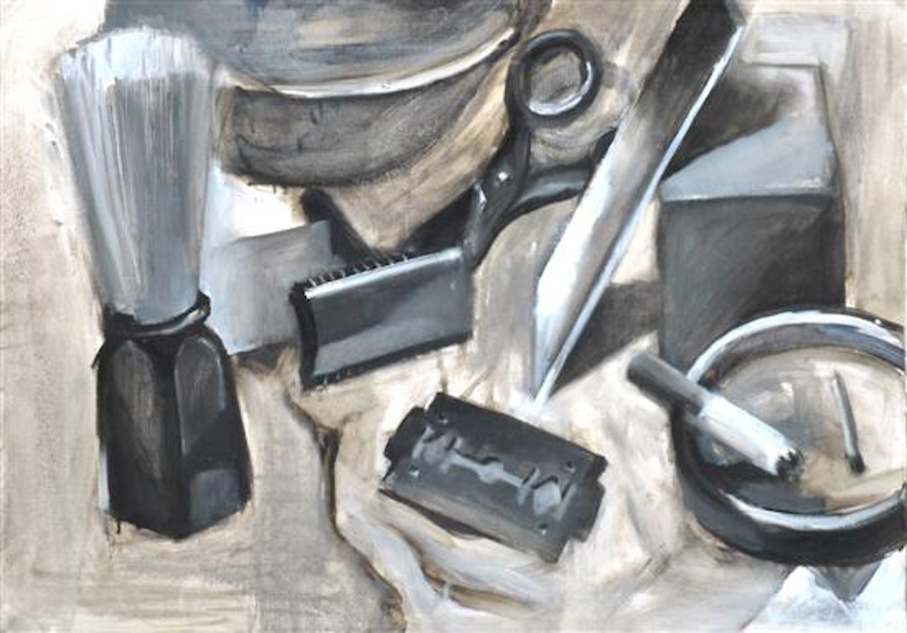 Still Life with Shaving Utensils by Russian School