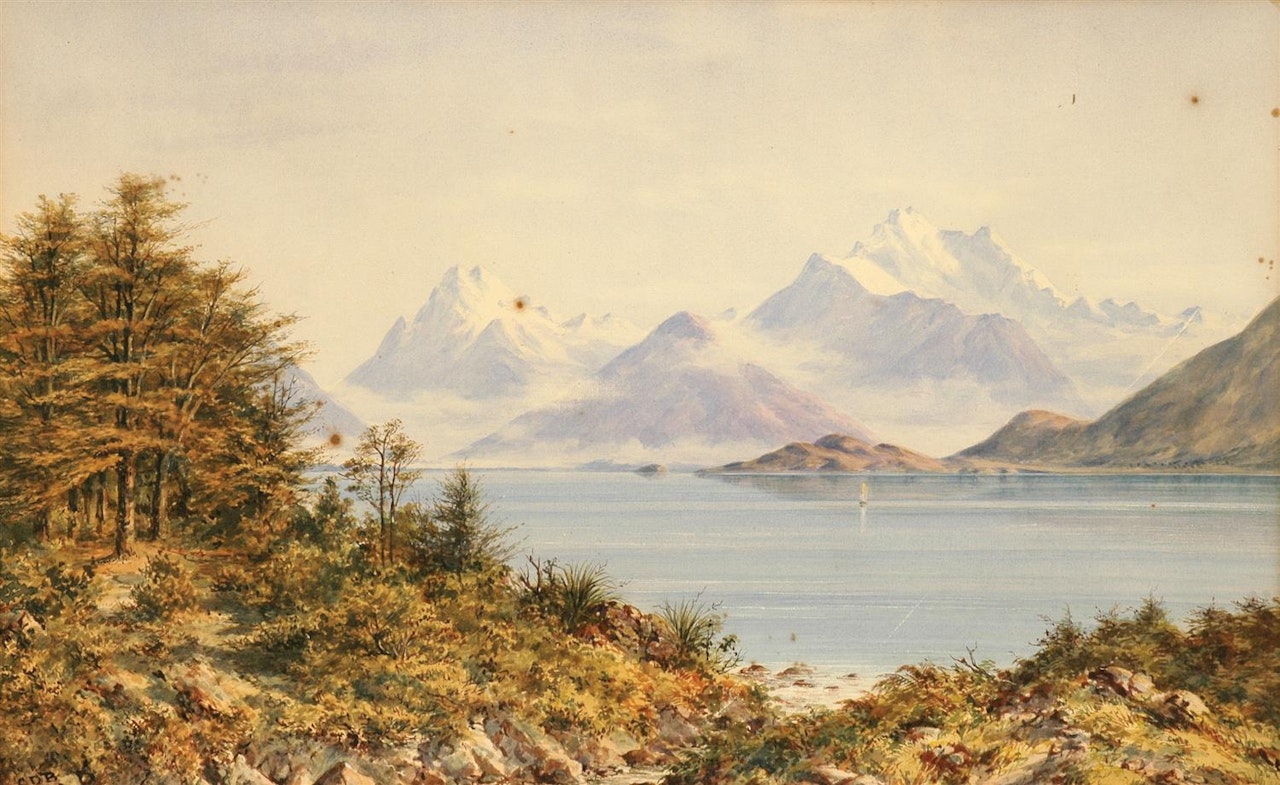 Lake and Mountain View 1874 by Charles Decimus Barraud
