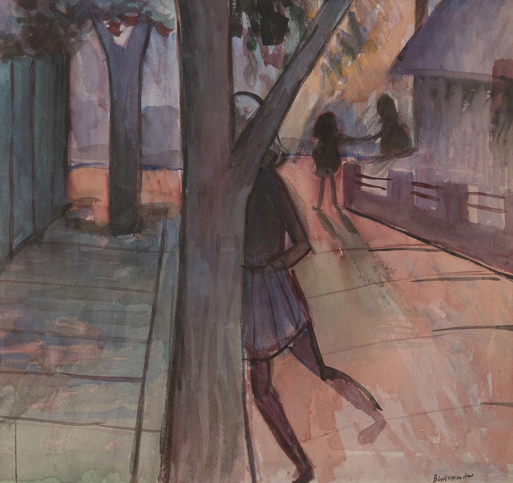 Schoolgirl on a Street; Possible Self Portrait by Charles Blackman