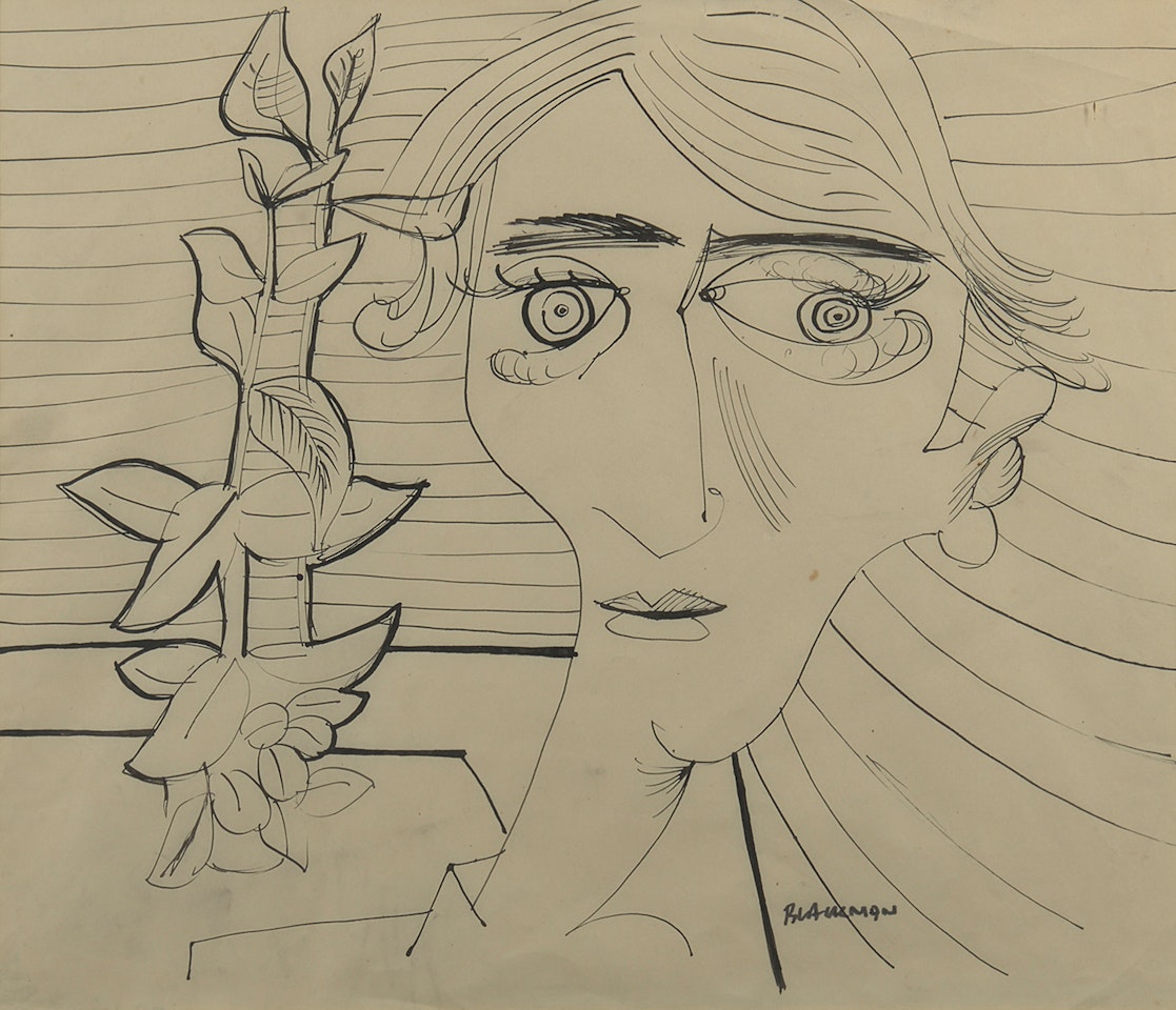 Self Portrait with Plant 1953 by Charles Blackman