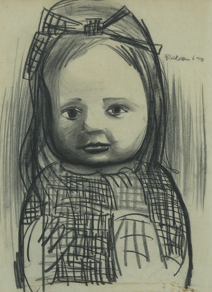 Portrait of a Young Girl with a Bow in Her Hair by Charles Blackman