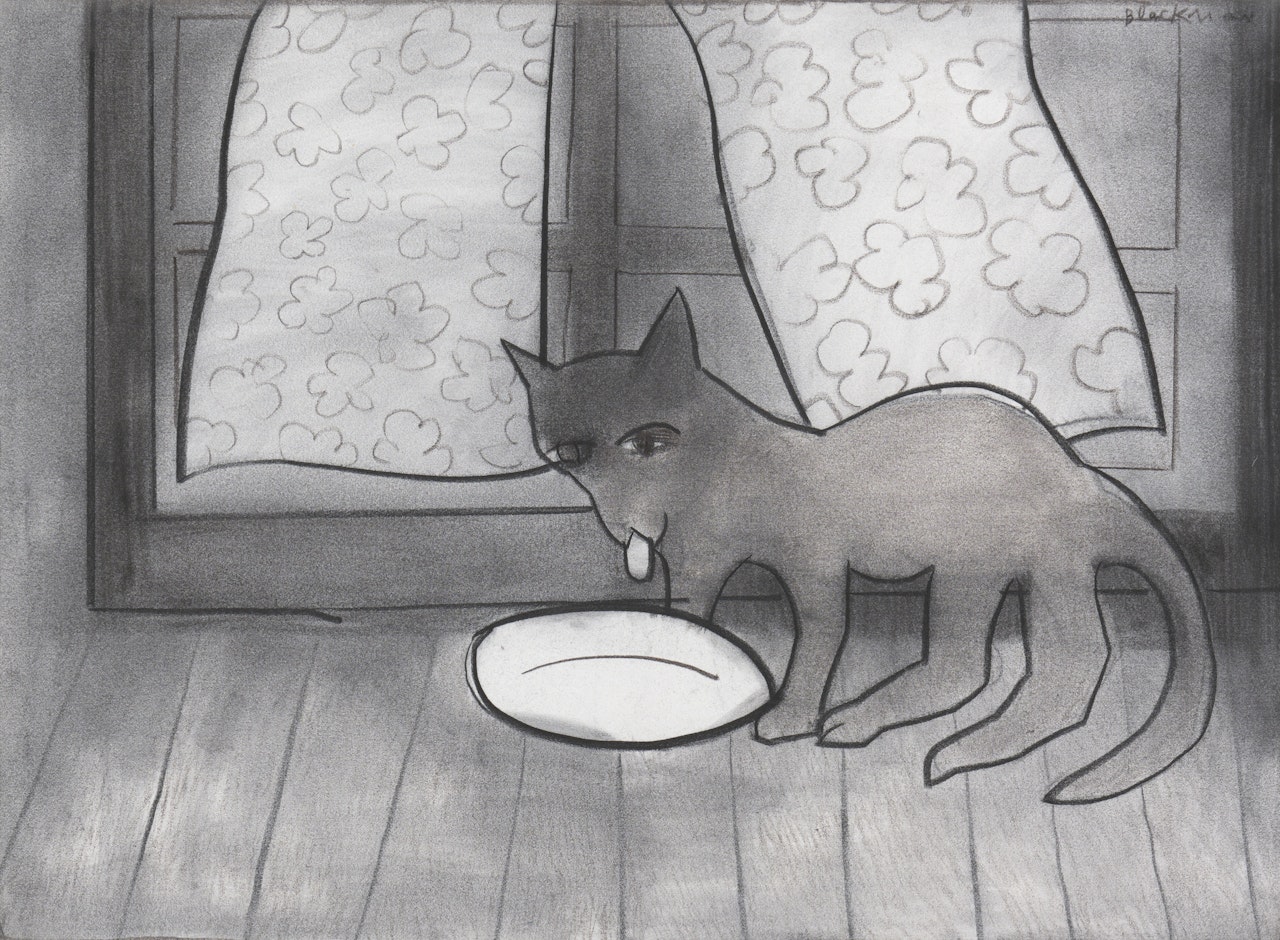 Cat and Bowl by Charles Blackman