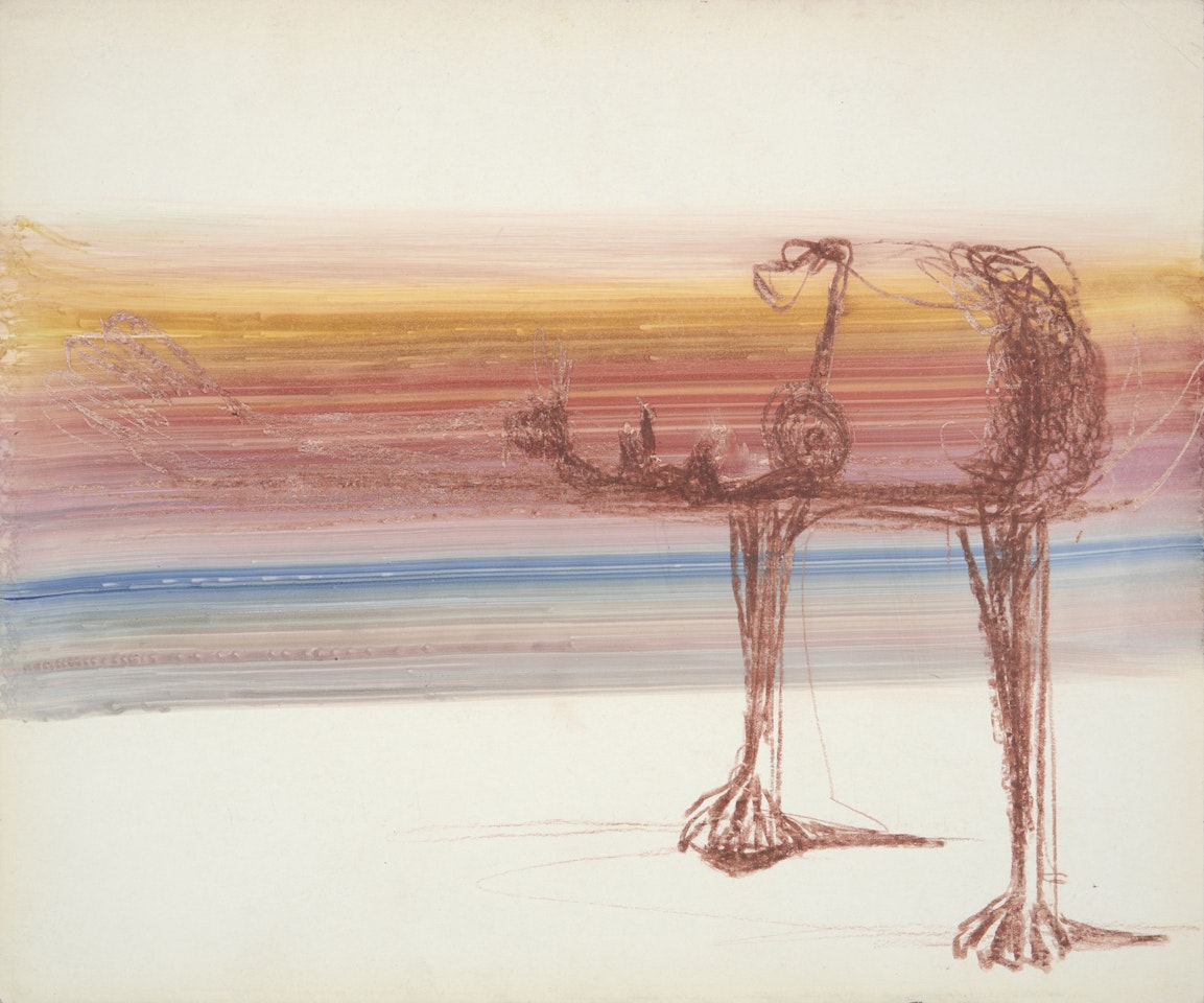 "Tamed by Miltoun, we lie on Mother"s bed" by Sidney Nolan