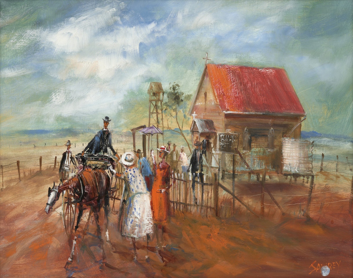 The Arrival of the New Parson, Lockyer Valley Church, Queensland by Hugh Sawrey