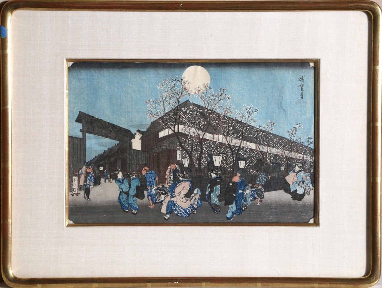 Cherry Blossoms at Night in the Yoshiwara (Yoshiwara yozakura no zu), from the series Famous Places in the Eastern Capital (Toto meisho) by Utagawa Hiroshige