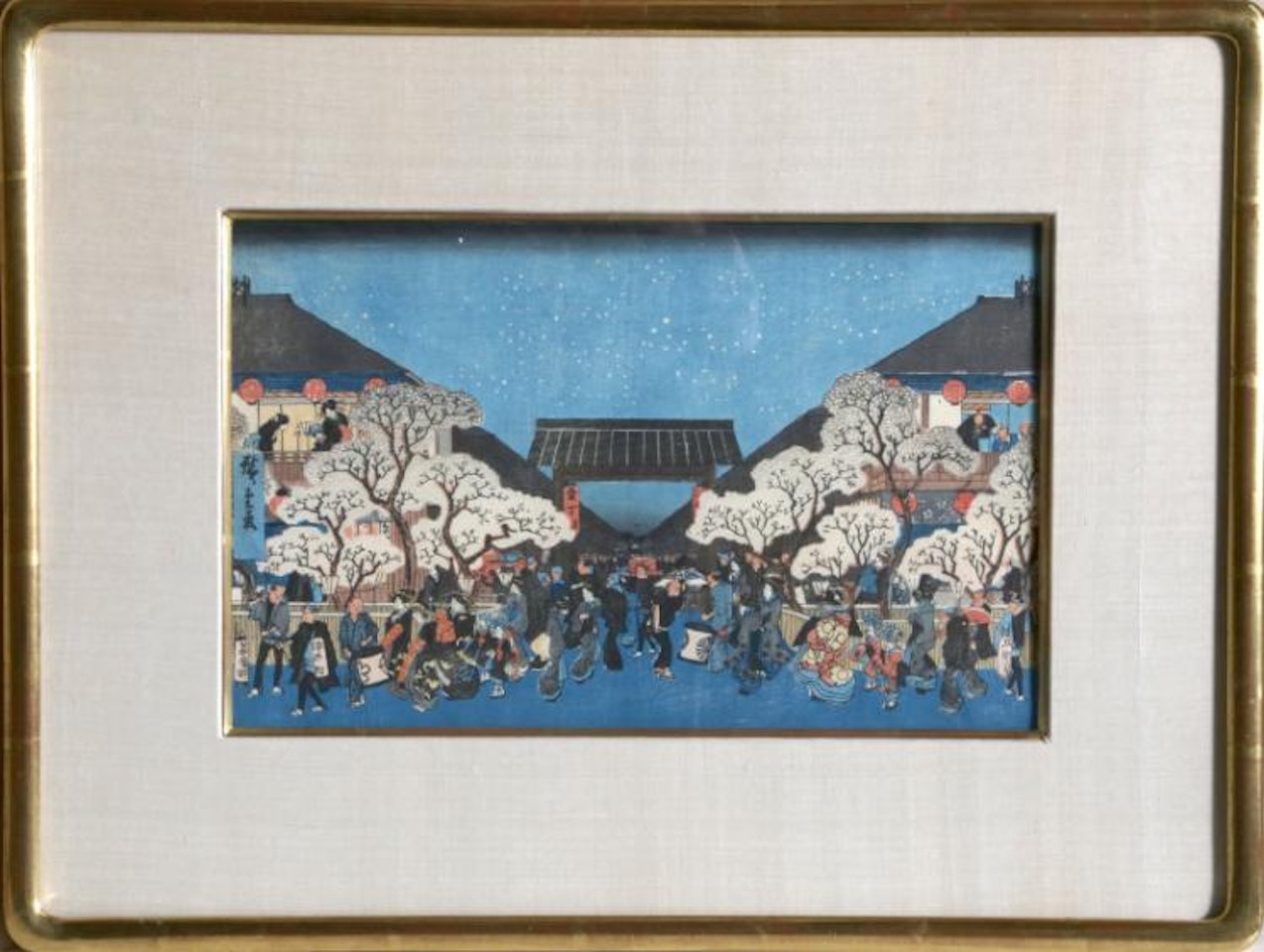 Cherry Blossoms at Night in the Yoshiwara (Yoshiwara yozakura no zu), from the series Famous Places in the Eastern Capital (TÃ´to meisho) by Utagawa Hiroshige