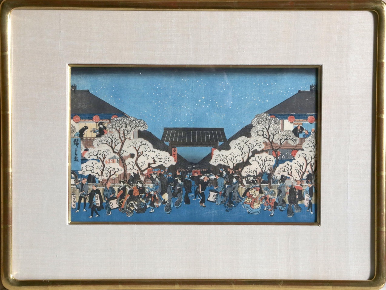 Cherry Blossoms at Night in the Yoshiwara (Yoshiwara yozakura no zu), from the series Famous Places in the Eastern Capital (Tôto meisho) by Utagawa Hiroshige