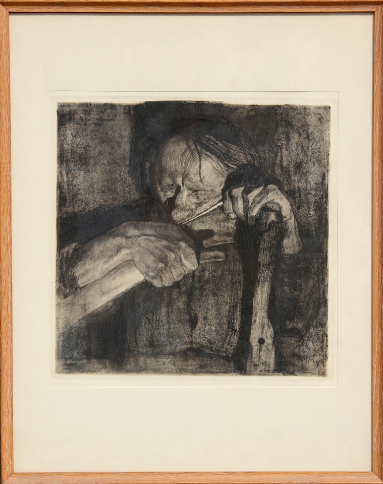 Beim Dengeln (Whetting the Scythe), plate 3 from the Bauernkrieg Series by Kathe Kollwitz