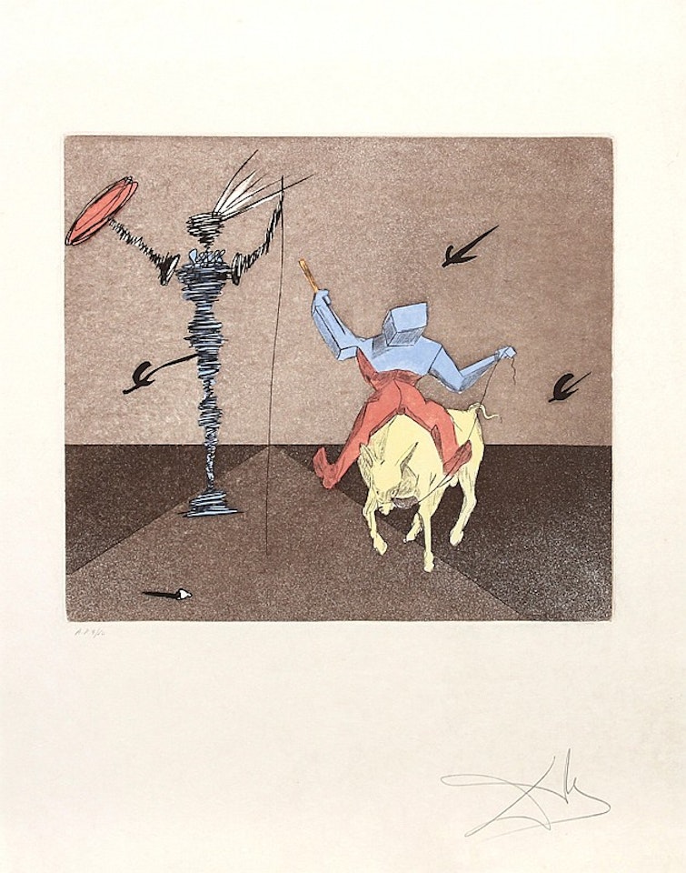 Master and Squire from Historia de Don Quichotte de la Mancha Portfolio by Salvador Dali