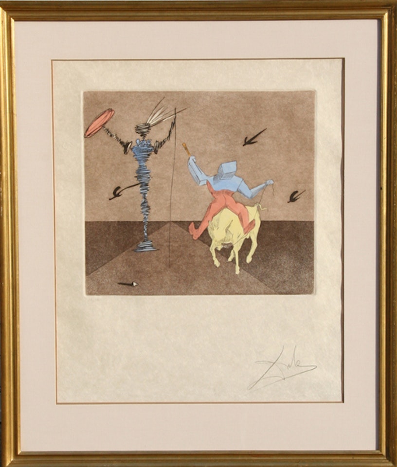 Master and Squire from Historia de Don Quichotte de la Mancha Portfolio by Salvador Dali