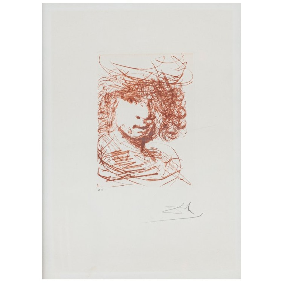 "Self-Portrait" and "Rembrandt" (from the series "Quinze Gravures") by Salvador Dali