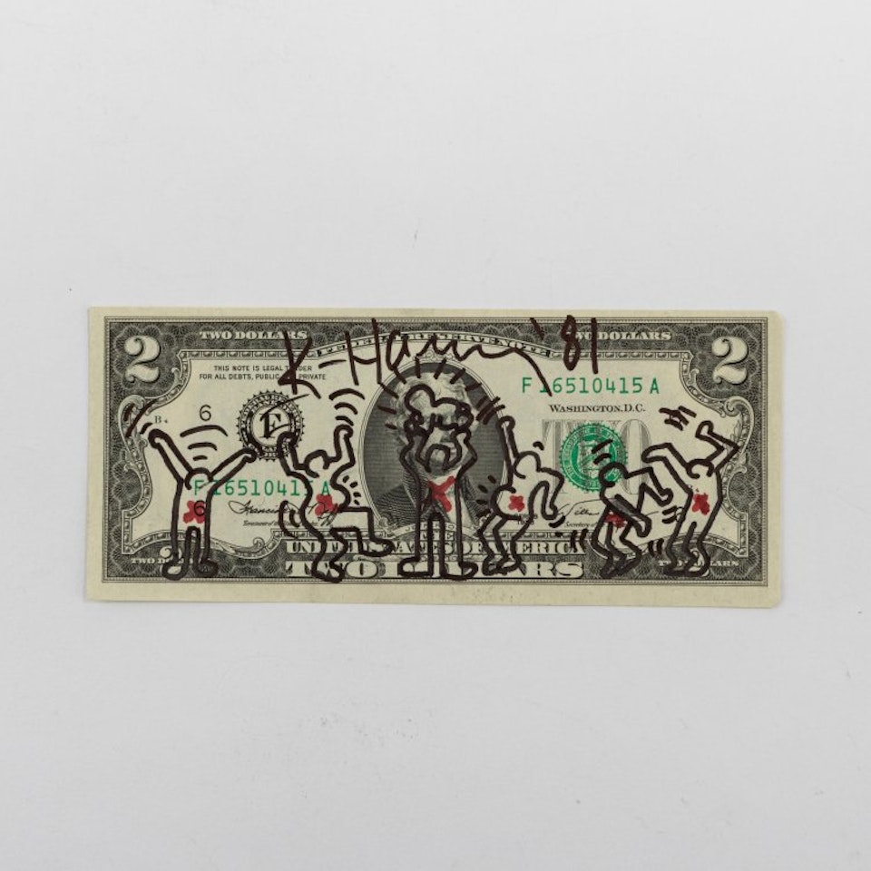 "2 Dollar Bill Drawing" by Keith Haring