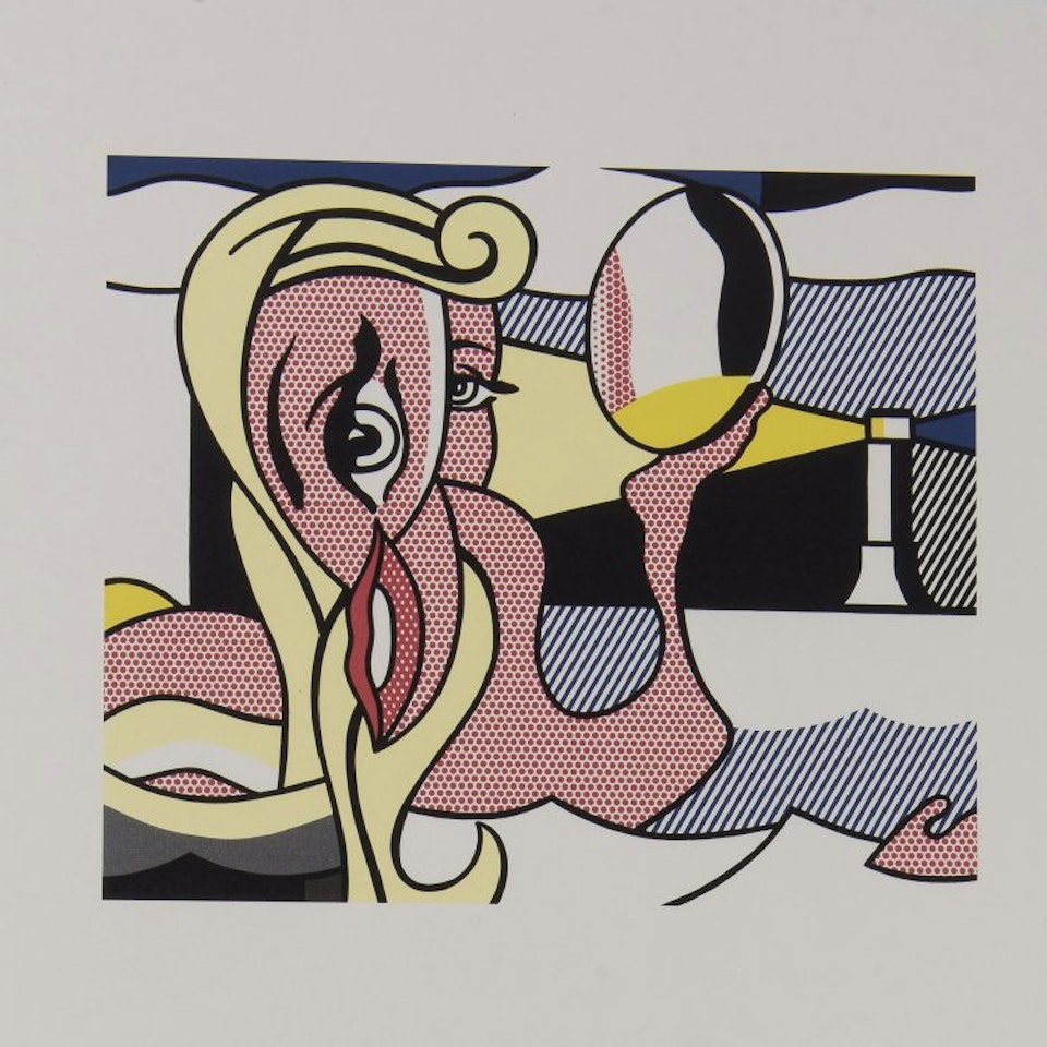 after "Swimming figure with mirror" by Roy Lichtenstein