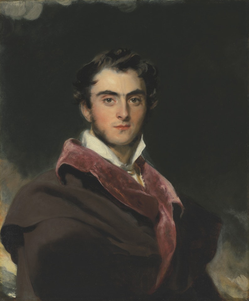Portrait of Richard Meade, 3rd Earl of Clanwilliam (1795-1879), half-length, in a black cloak with red collar by Sir Thomas Lawrence