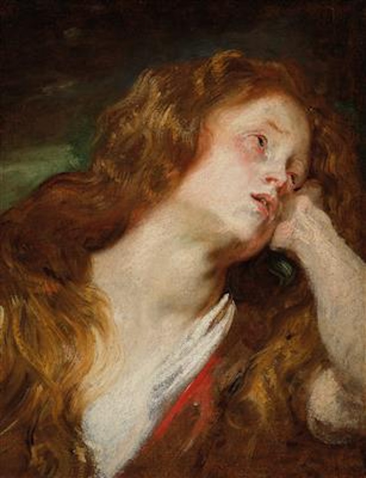 A young woman resting her head, probably the Penitent Magdalene by Anthony van Dyck