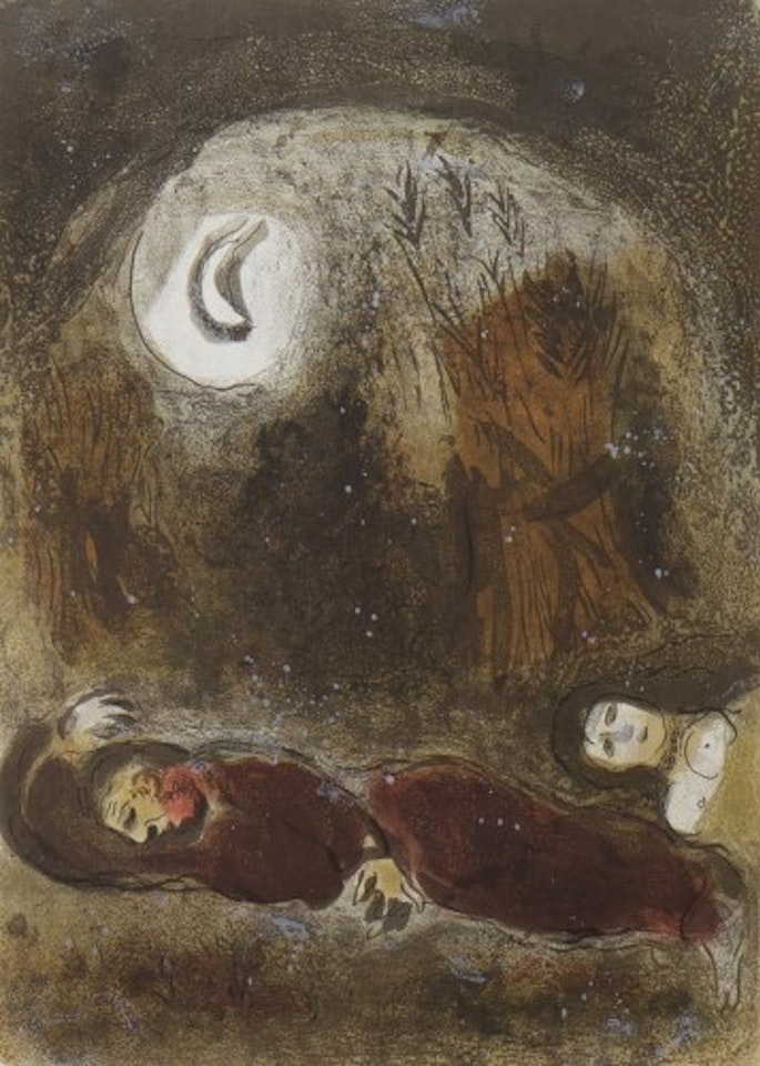 RUTH AT THE FEET OF BOAZ by Marc Chagall