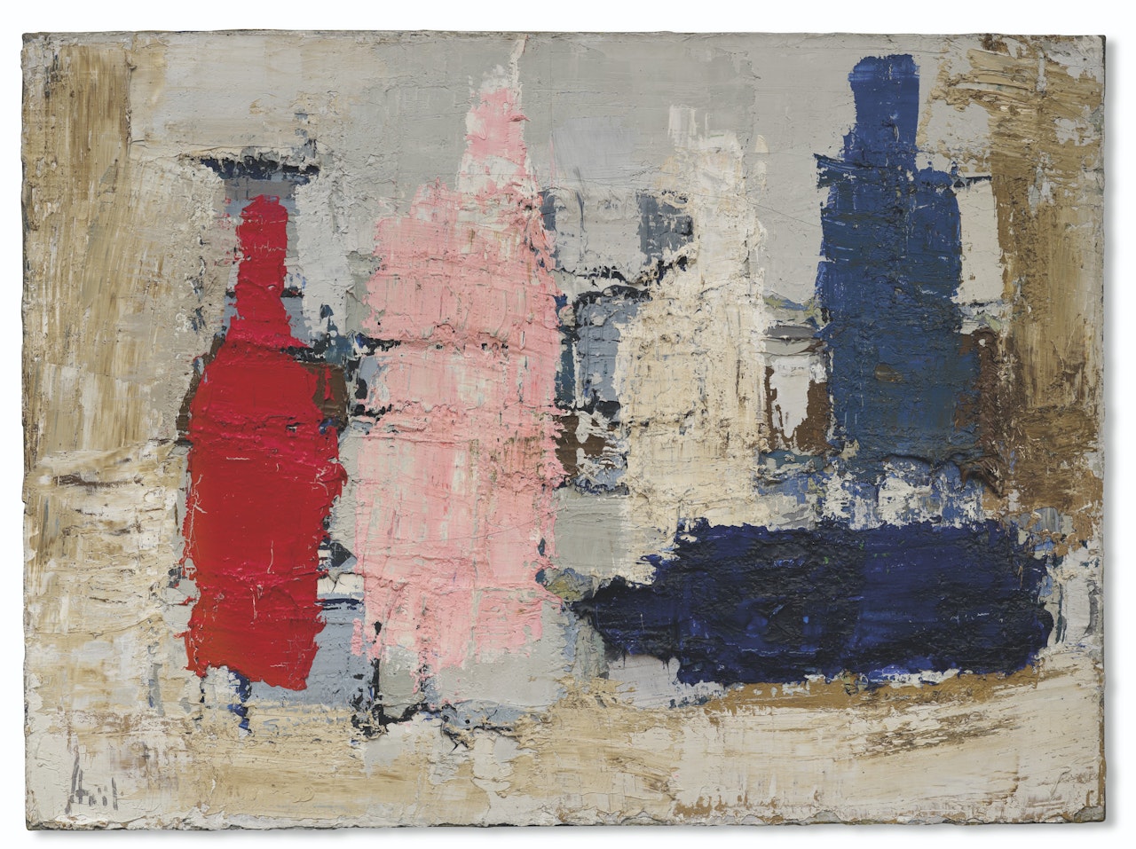 Bouteilles, harmonie en rose et bleu by Nicolas de Staël