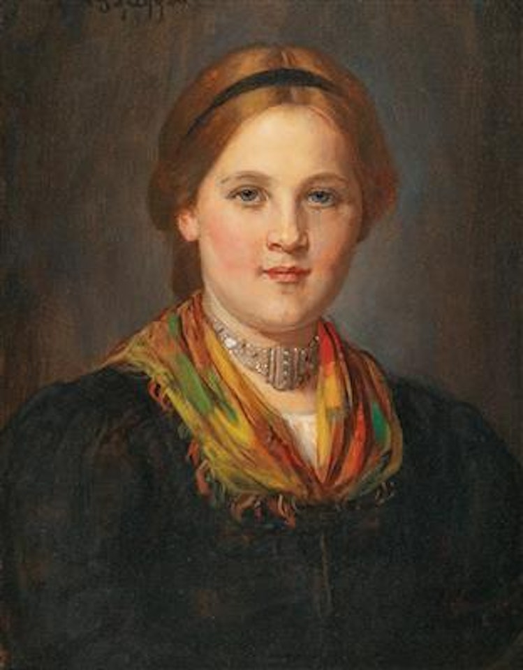 A Tyrolean Young Girl in Traditional Costume by Franz von Defregger