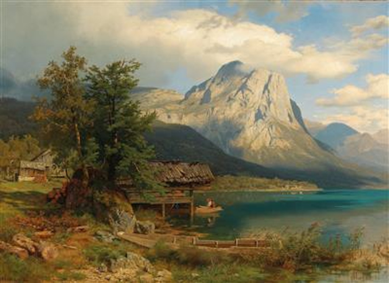 A View of Lake Grundlsee with Backenstein by August Wilhelm Leu