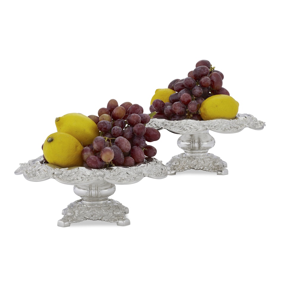 A PAIR OF AMERICAN PARCEL-GILT SILVER TAZZA by Tiffany & Co.