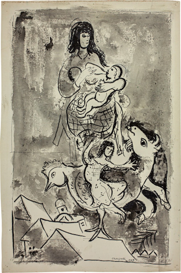 Mère et enfant au-dessus des toits by Marc Chagall