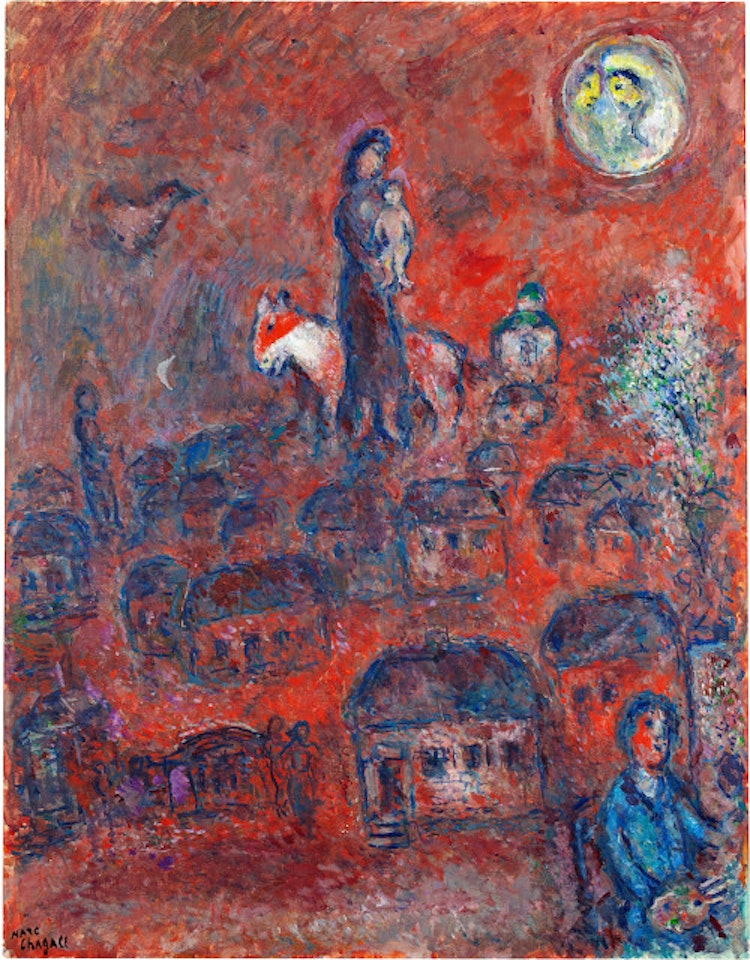 Maternité dans le ciel du village by Marc Chagall