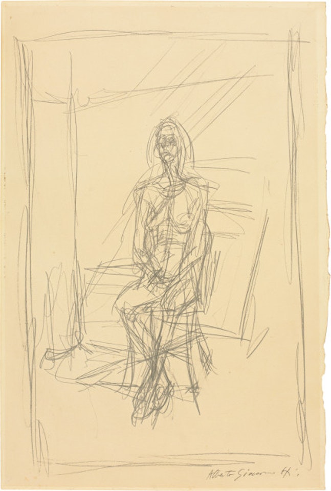 Annette assise dans l"atelier by Alberto Giacometti