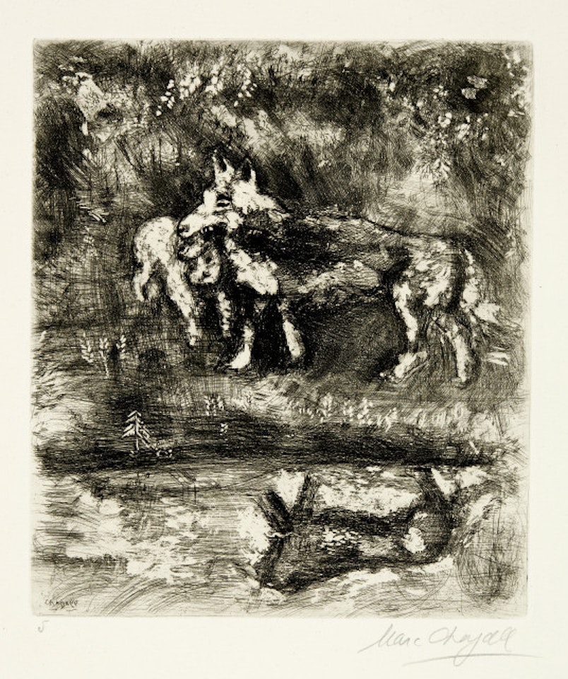 Jean de La Fontaine. Fables Sheets 5, 7, 9, 10, 14, 16, 17, 21, 23 and 29 of the album by Marc Chagall