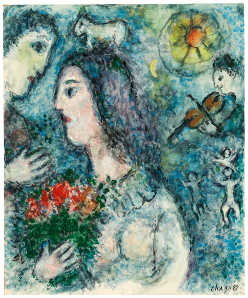 Profil au bouquet by Marc Chagall