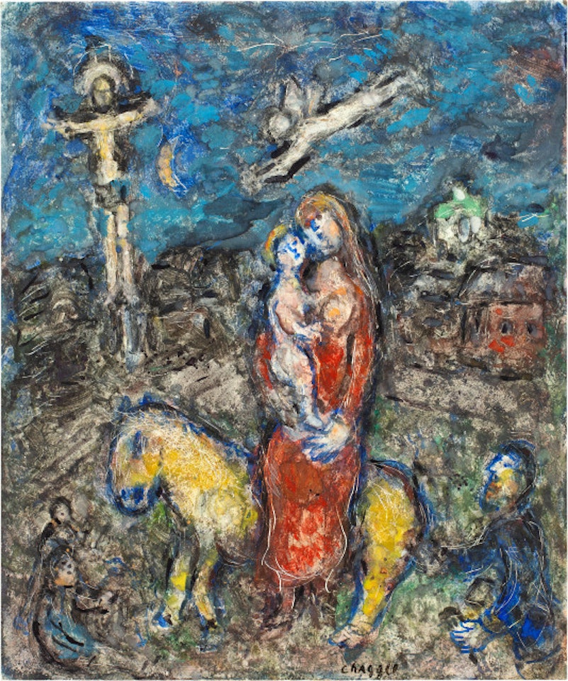 Fuite en Egypte et crucifixion by Marc Chagall