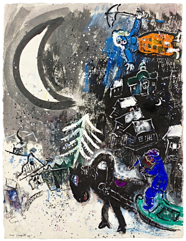 Le traineau au clair de lune by Marc Chagall