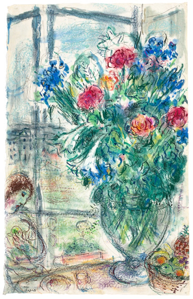 Grand bouquet à la fenêtre du Quai d"Anjou by Marc Chagall