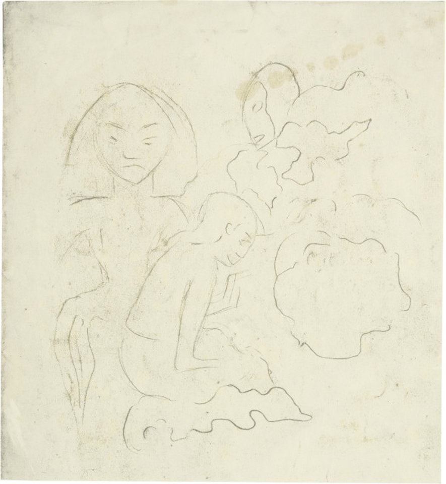 Idole Vorzeichnung zum Bild Parau Hanohano - Paroles terrifiantes by Paul Gauguin