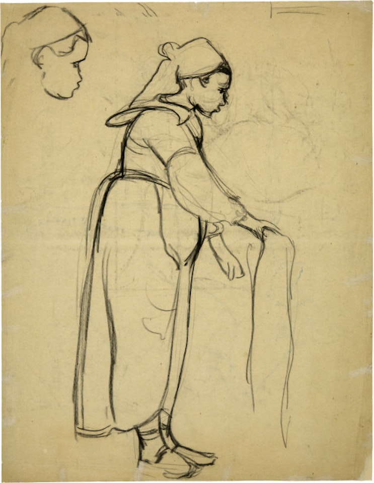 Bretonin in ganzer Figur nach rechts, mit Handtuch by Cuno Amiet
