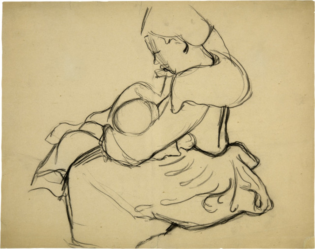 Maternité - Sitzende Frau mit Kind in den Armen by Cuno Amiet