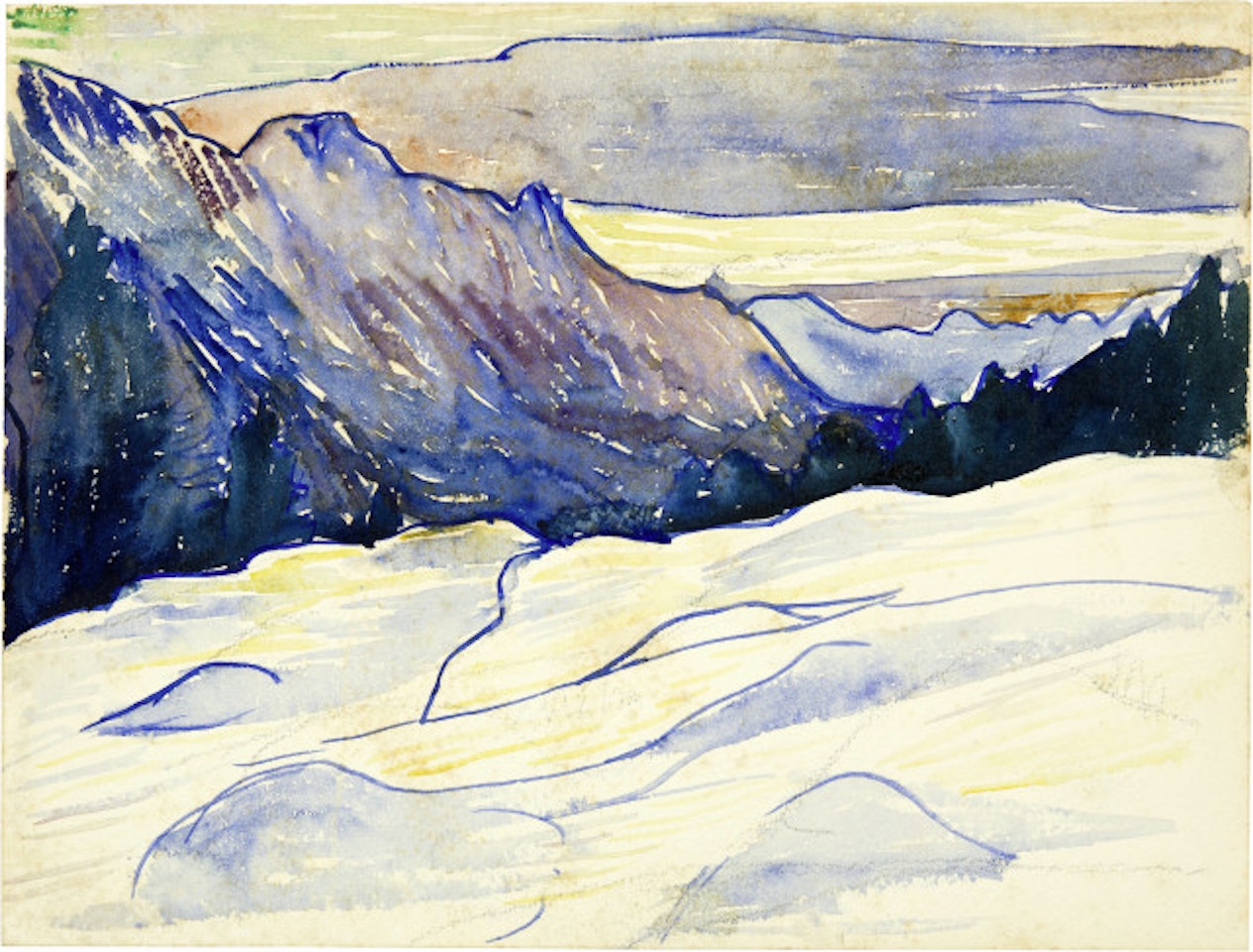 Bergeller Berge im Winter by Giovanni Giacometti
