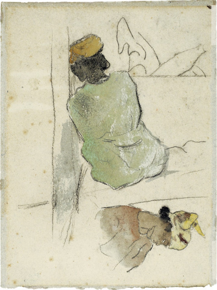 Martiniquaise - Martiniquaise en robe verte assise de dos et buste d"une Martiniquaise en blouse rouge; June-November 1887 by Paul Gauguin