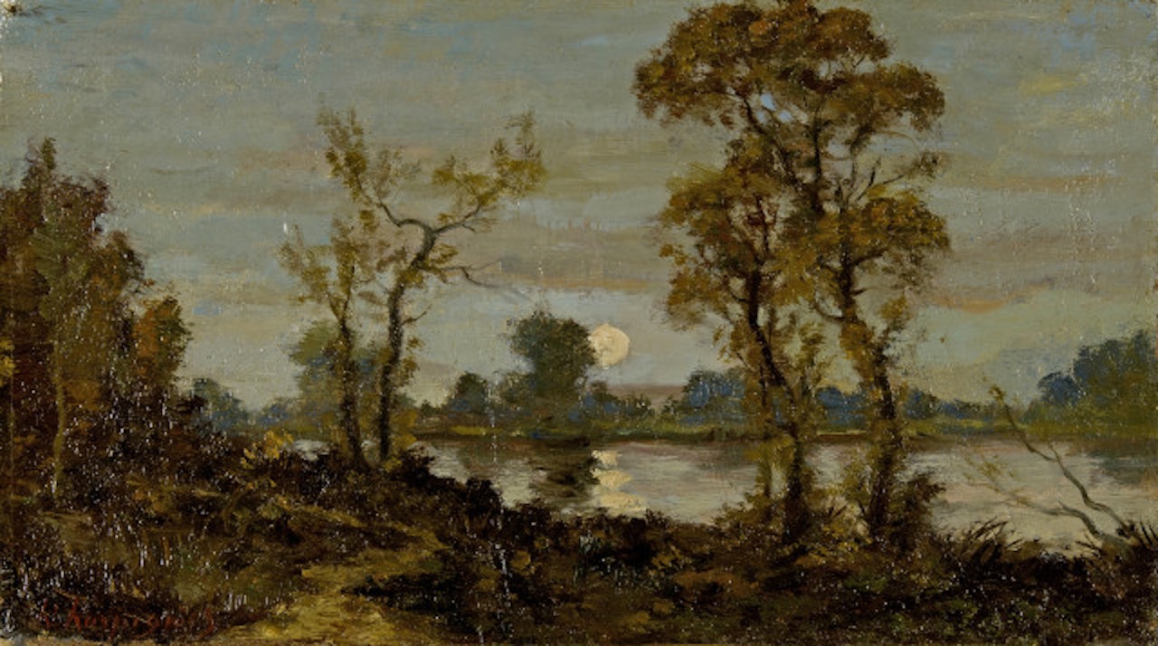 Dämmerung am Fluss by Henri Harpignies