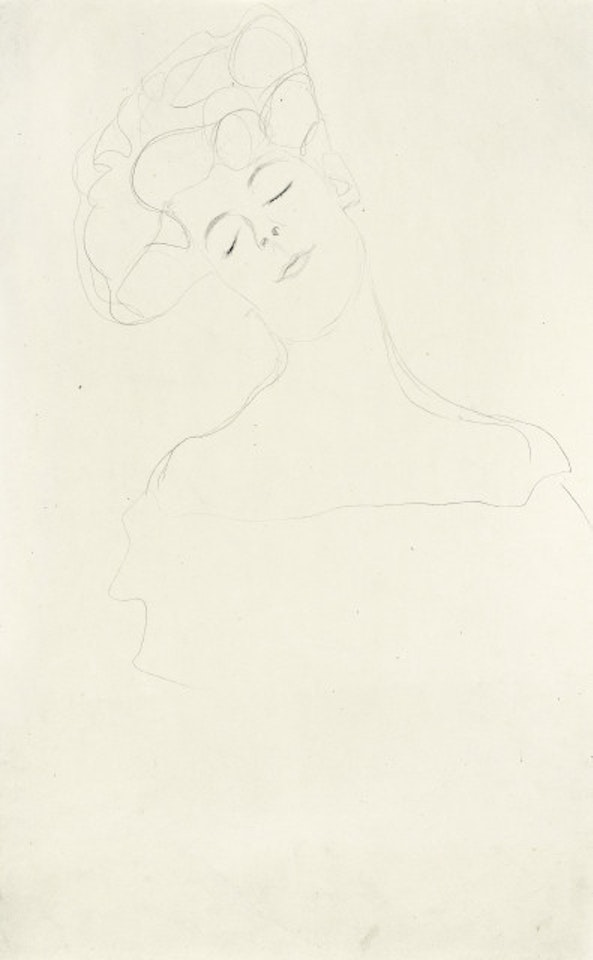 Weibliches Brustbild von vorne mit geschlossenen Augen (Engländerin) by Gustav Klimt