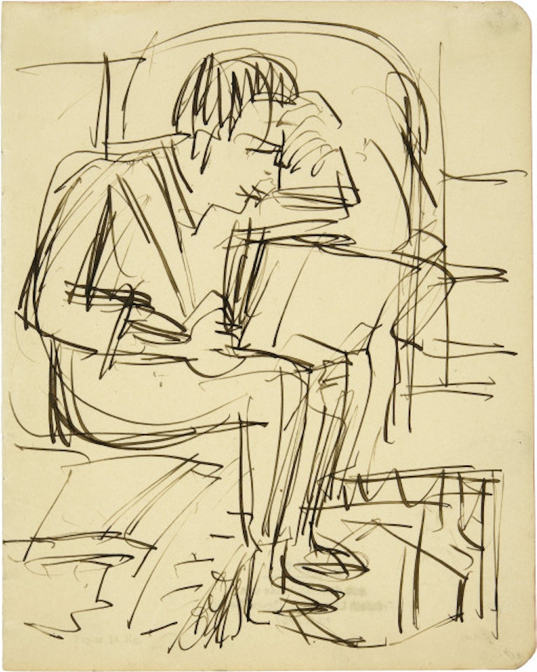 Sitzender Mann, lesend by Ernst Ludwig Kirchner